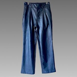 NWT‎ Calvin Klein Faux Leather High-Waisted Dress Pants – Black Sz 0